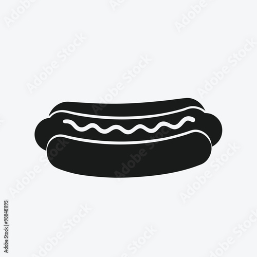 Hotdog with Mustard Glyph Icon – Vector Silhouette Illustration for Fast Food Graphics photo