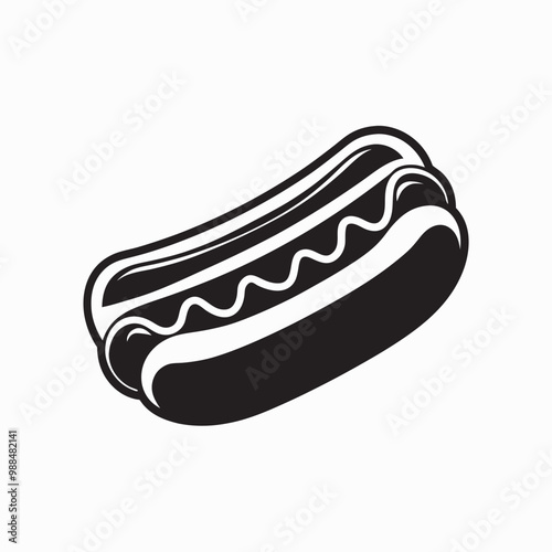 Hotdog with Mustard Glyph Icon – Vector Silhouette Illustration for Fast Food Graphics photo