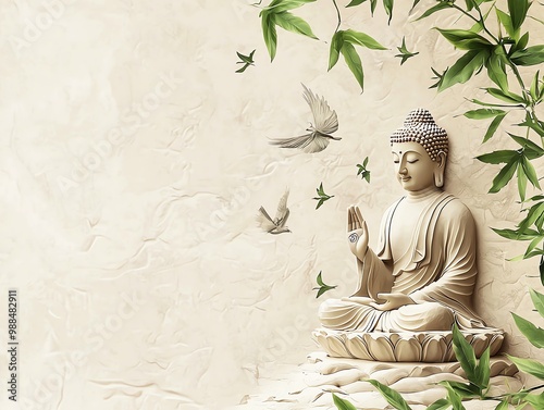 buddha purnima vesak background with copy space for