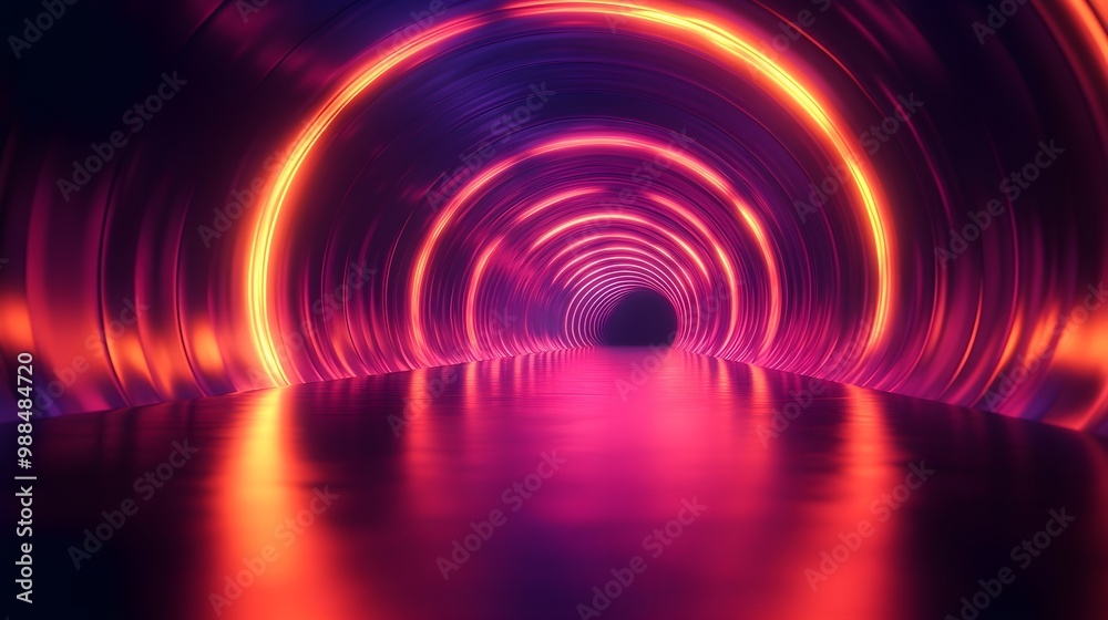 Abstract Neon Tunnel with Orange and Purple Lights Abstract Neon Tunnel with Orange and Purple Lights