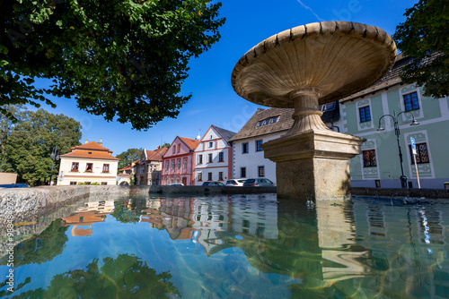 Konstfotografi Fountain on the square in Tabor, Czech Republic