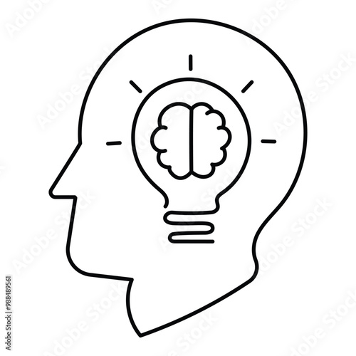 Intellectual Growth Icon. Representing brain development, creative thinking, and innovation. Vector icon with editable stroke. photo