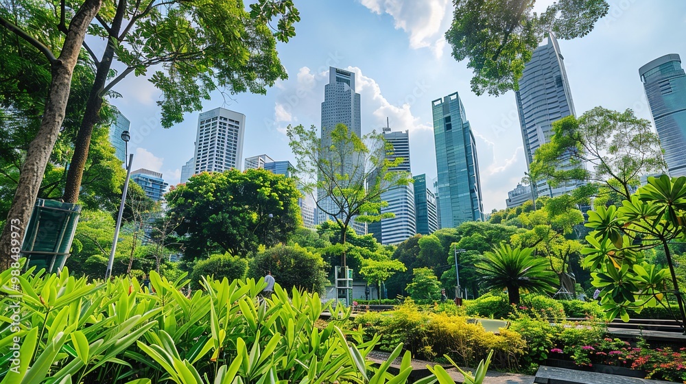 Fototapeta premium Futuristic Cityscape Powered by Sustainable Green Energy and Eco Friendly Urban Development