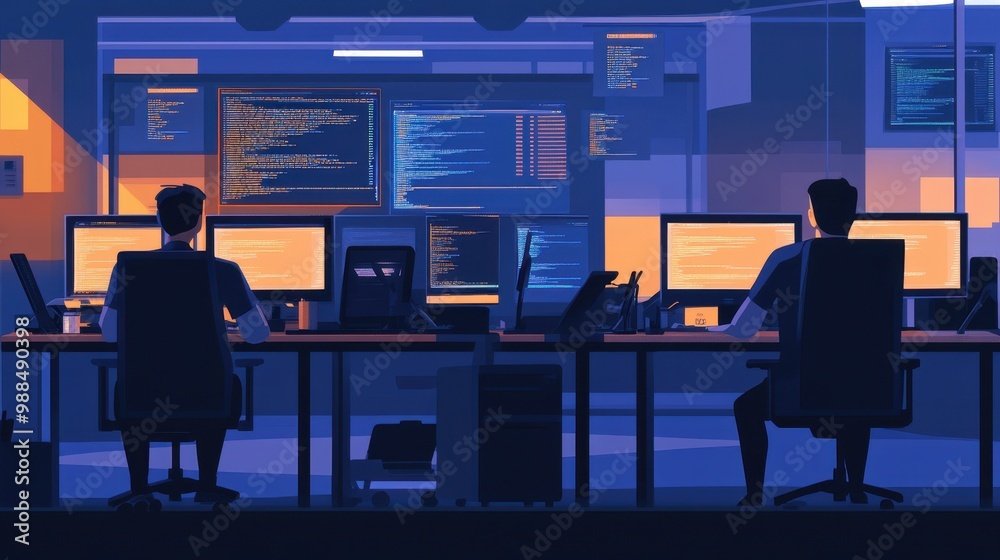 Late Night Coding in the Tech Office