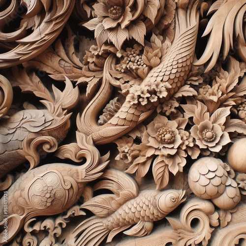 close up of a wooden carved background photo