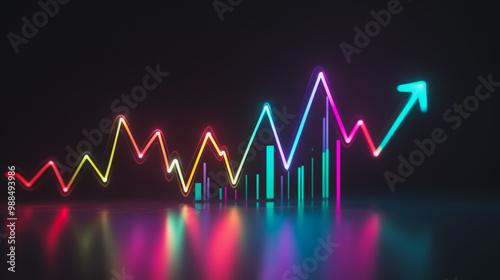 Abstract business black background with Colorful charts and graphs with statistics to innovative analyze business potential and forecast future development of companies growth.