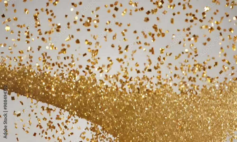 Falling confetti glittering with gold Falling confetti glittering with gold
