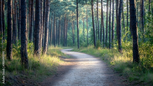Serene Pathway in Tranquil Pine Forest
