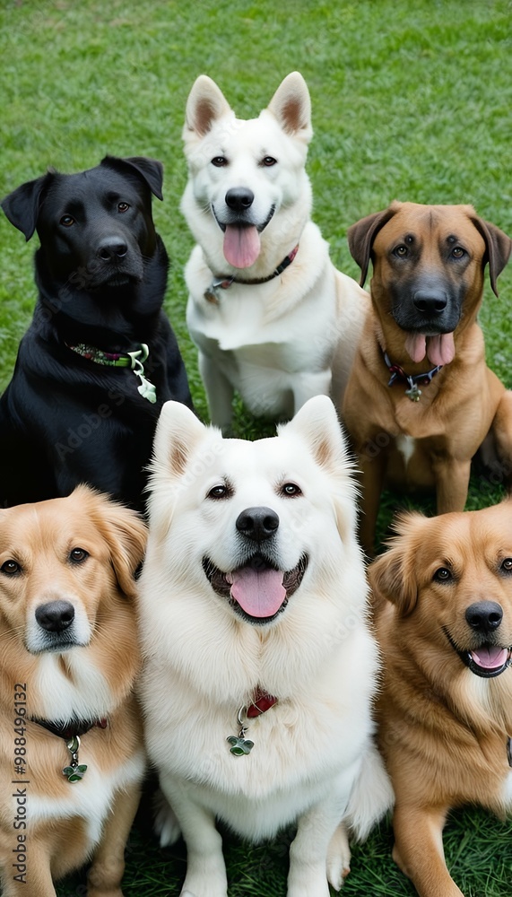 group dogs looking up  dog fun white food reverie friends tiny view tail brown animal life fur friendship labrador breed felino balanced diet love cute muse small stem youth tasty pug childhood