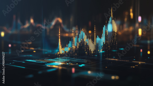 Abstract business black background with Colorful charts and graphs with statistics to innovative analyze business potential and forecast future development of companies growth.