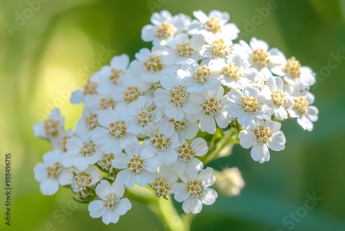 A field of Achillea Millefolium plants blooming with pink yarrow photo