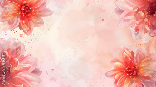Dahlia Circle Frame Background watercolor