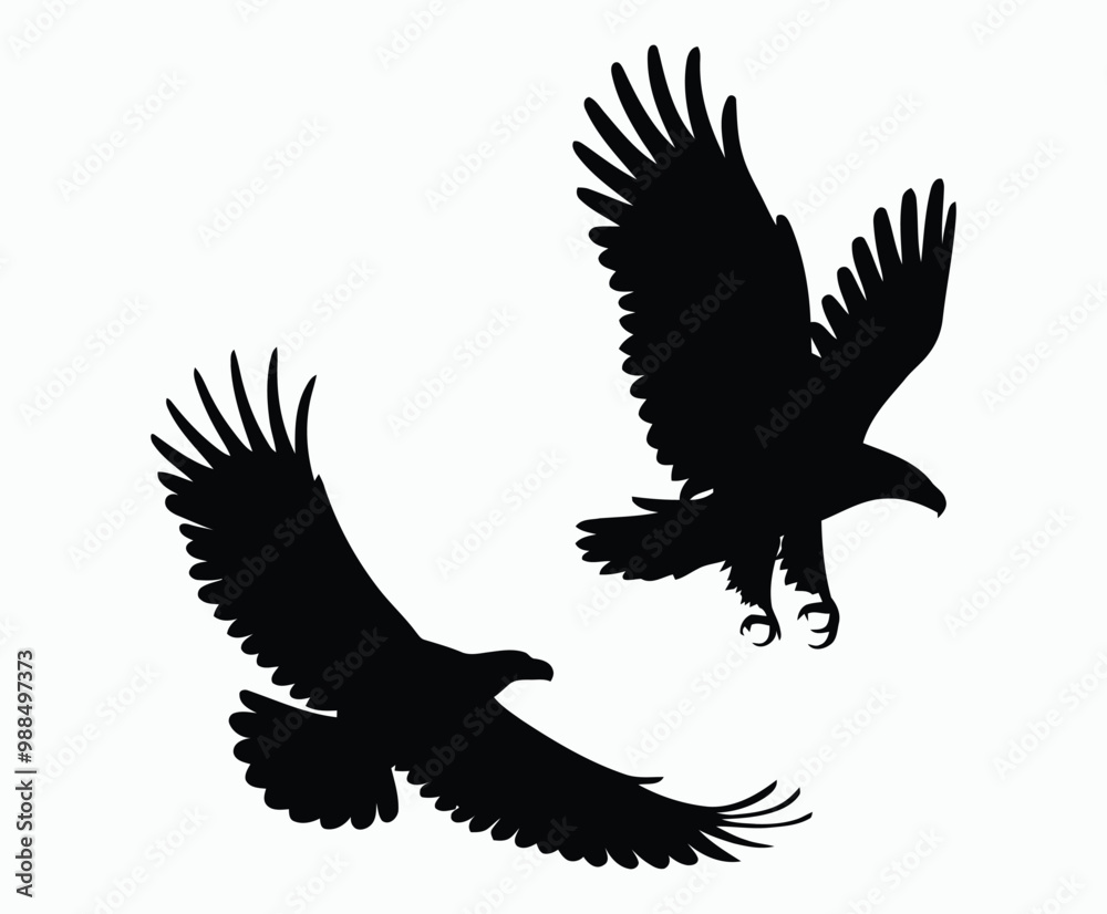 Obraz premium Bald eagle silhouette EPS vector isolated illustration and icon template on a white background