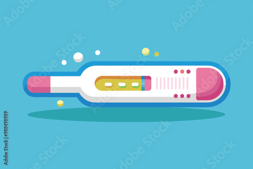 A detailed illustration shows a customizable pregnancy test with results displayed, designed in vibrant colors for a modern look.