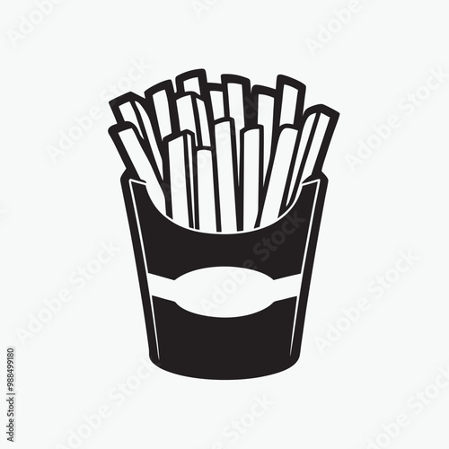 Golden Crispy French Fries with Salt Vector Illustration - Fast Food Snack Clipart