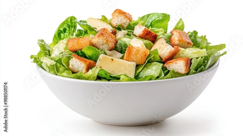 Wallpaper Mural Fresh salad with greens, croutons, and cheese in a white bowl on a white background. Torontodigital.ca