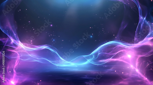 Ethereal cosmic abstract with vibrant light waves