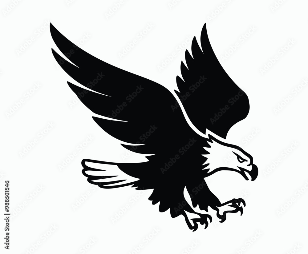 Obraz premium Bald eagle silhouette EPS vector isolated illustration and icon template on a white background