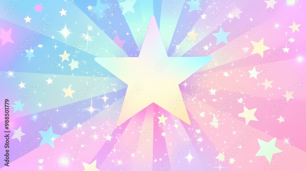 Fototapeta premium Magical Star Burst in Pastel Rainbow Colors
