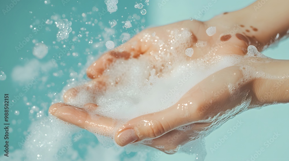 Hands Washing with Soap and Bubbles in Water Hands Washing with Soap and Bubbles in Water