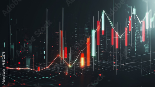 Abstract business black background with Colorful charts and graphs with statistics to innovative analyze business potential and forecast future development of companies growth.