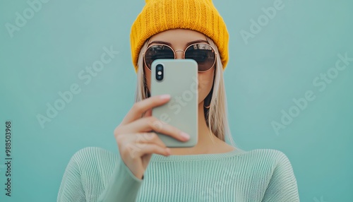 Close-up of influencer promoting a product in an Instagram story, high engagement, stylish content, Influencer marketing photo