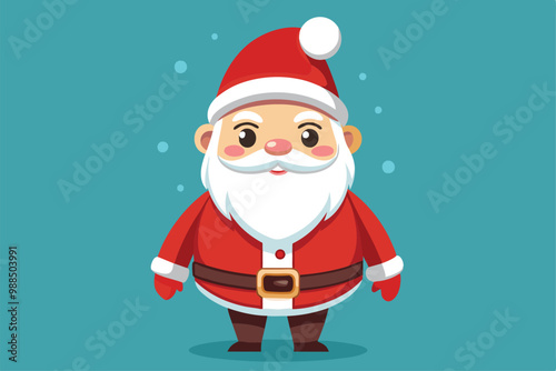 A cheerful Santa Claus stands against a blue background, ready for customization, embodying the festive spirit of winter and the holiday season.