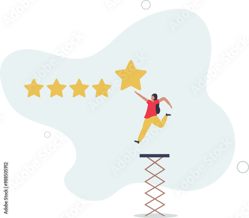 stars rating feedback, customer satisfaction, comment or giving product review, best reputation or ranking, assessment,flat design with people.