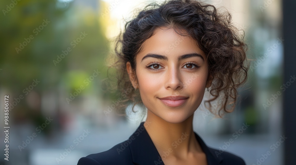 Young latin businesswoman smiling outdoors portrait Young latin businesswoman smiling outdoors portrait