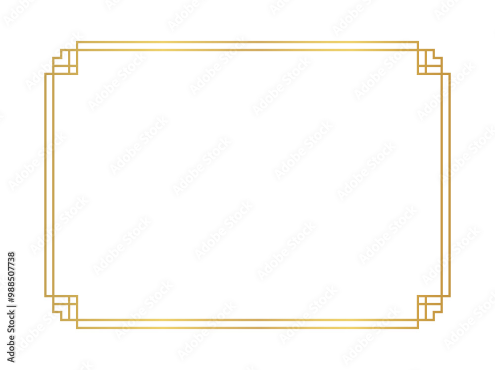 chinese frame rectangle line, certificate frame, antique china border gold frame, chinese new year frame outline