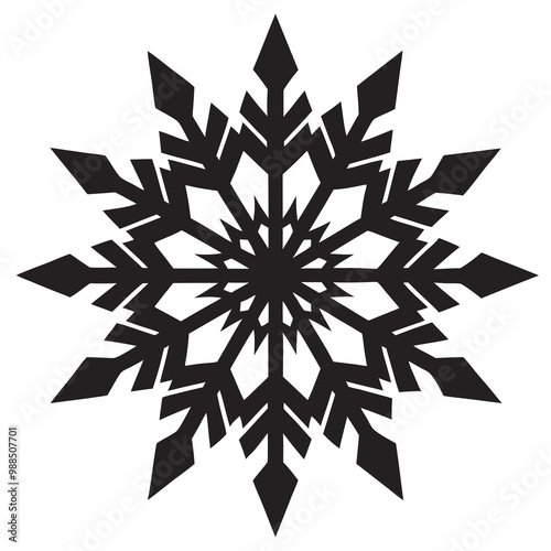 Isolated Snowflake silhouettes vector art illustration
