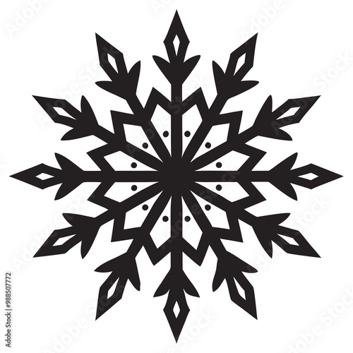 Isolated Snowflake silhouettes vector art illustration