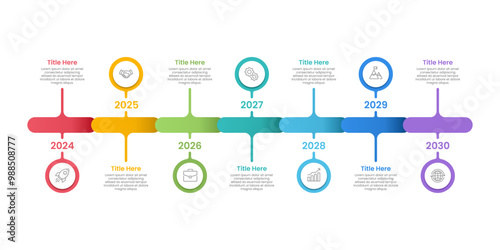 Business Horizontal Infographic Timeline. 7 Steps to Business Operation Plan for Success. Presentation, Marketing, and Annual Report. Vector illustration.