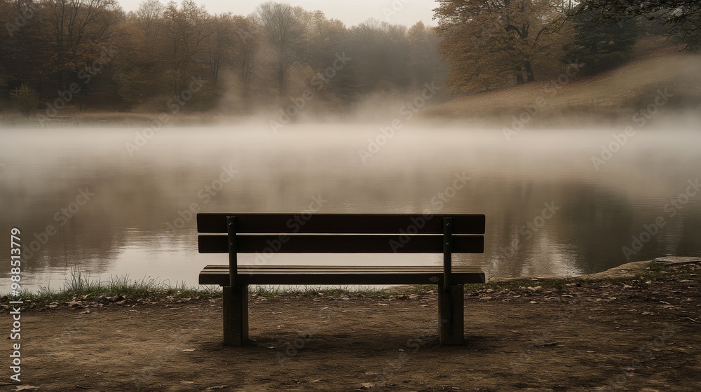 Solitude by the Foggy Lake: A Serene Landscape Solitude by the Foggy Lake: A Serene Landscape