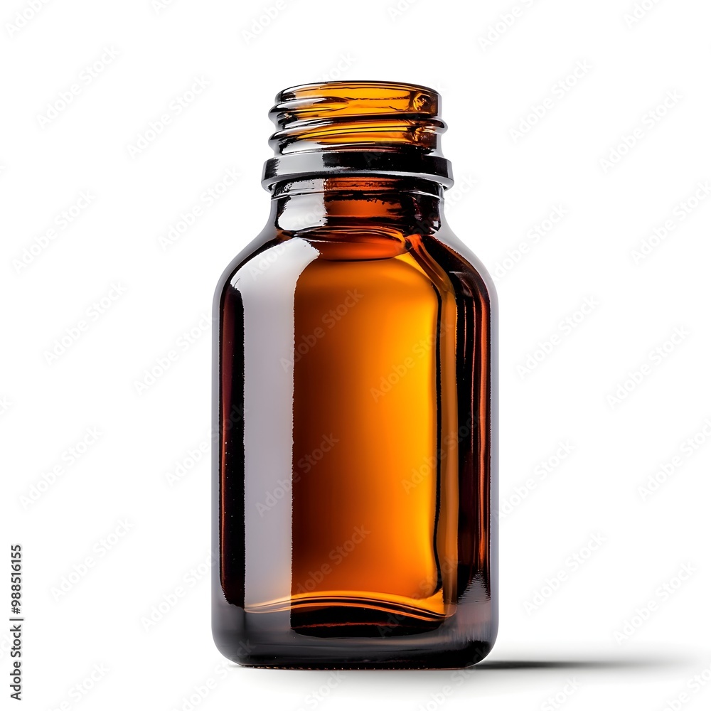 Amber Glass Bottle with Simple Label for Essential Oil or Skincare Product Amber Glass Bottle with Simple Label for Essential Oil or Skincare Product