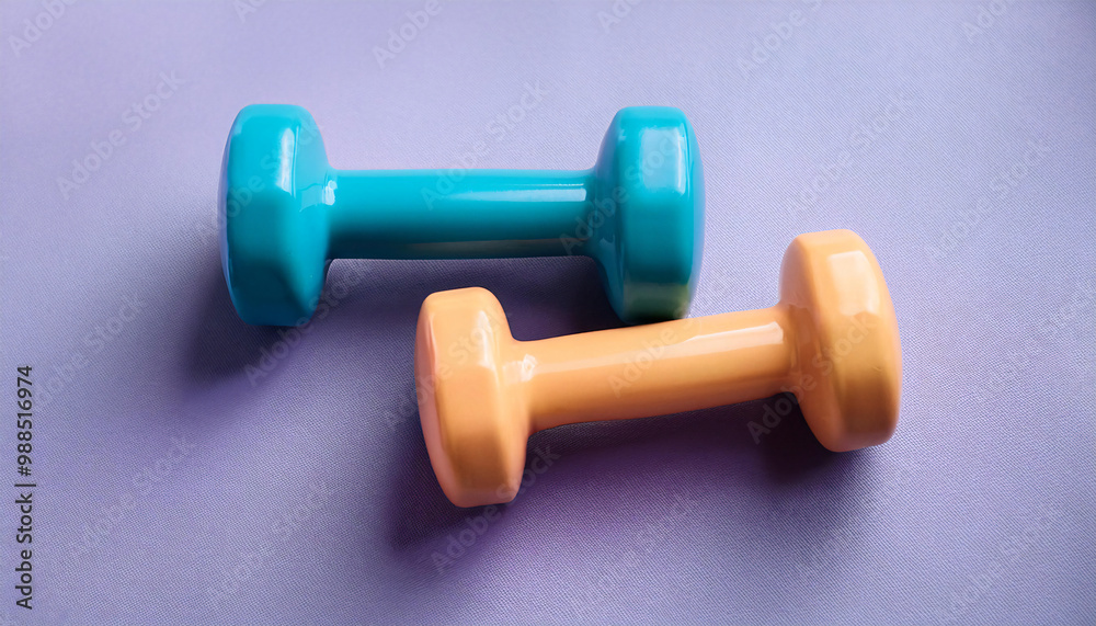 Dumbbells on a Pastel Lavender Background Dumbbells on a Pastel Lavender Background