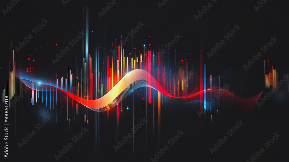 Abstract black background with Colorful charts and graphs with statistics to innovative analyze business potential and forecast future development of companies growth.
