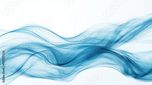 Abstract blue waves undulate against a white background, evoking energy and movement, perfect for modern design backdrops