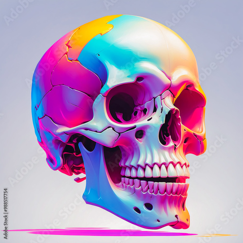 Human skull on white background isolated