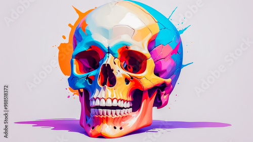 Human skull on white background isolated