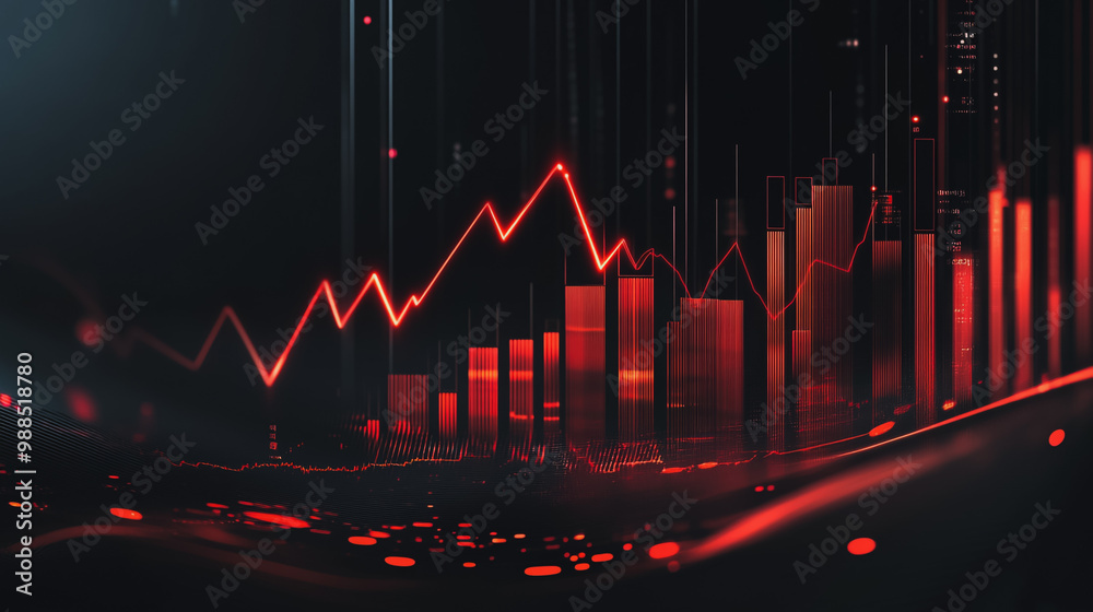 Abstract black background with Colorful charts and graphs with statistics to innovative analyze business potential and forecast future development of companies growth.