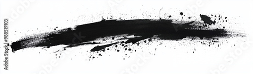 Black ink brush stroke vector on white background, showcasing dynamic splashes and textures. This artistic element adds bold and expressive touch to any design project