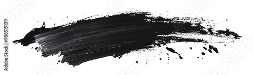 Black ink brush stroke vector watercolor on white background, showcasing dynamic and artistic flair. This versatile design element can enhance various creative projects