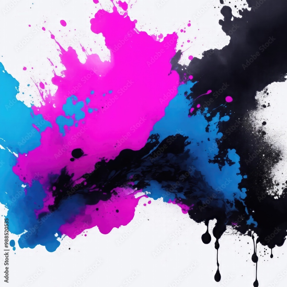 Dynamic Black, Blue, and Pink Abstract Ink Splash Background Dynamic Black, Blue, and Pink Abstract Ink Splash Background