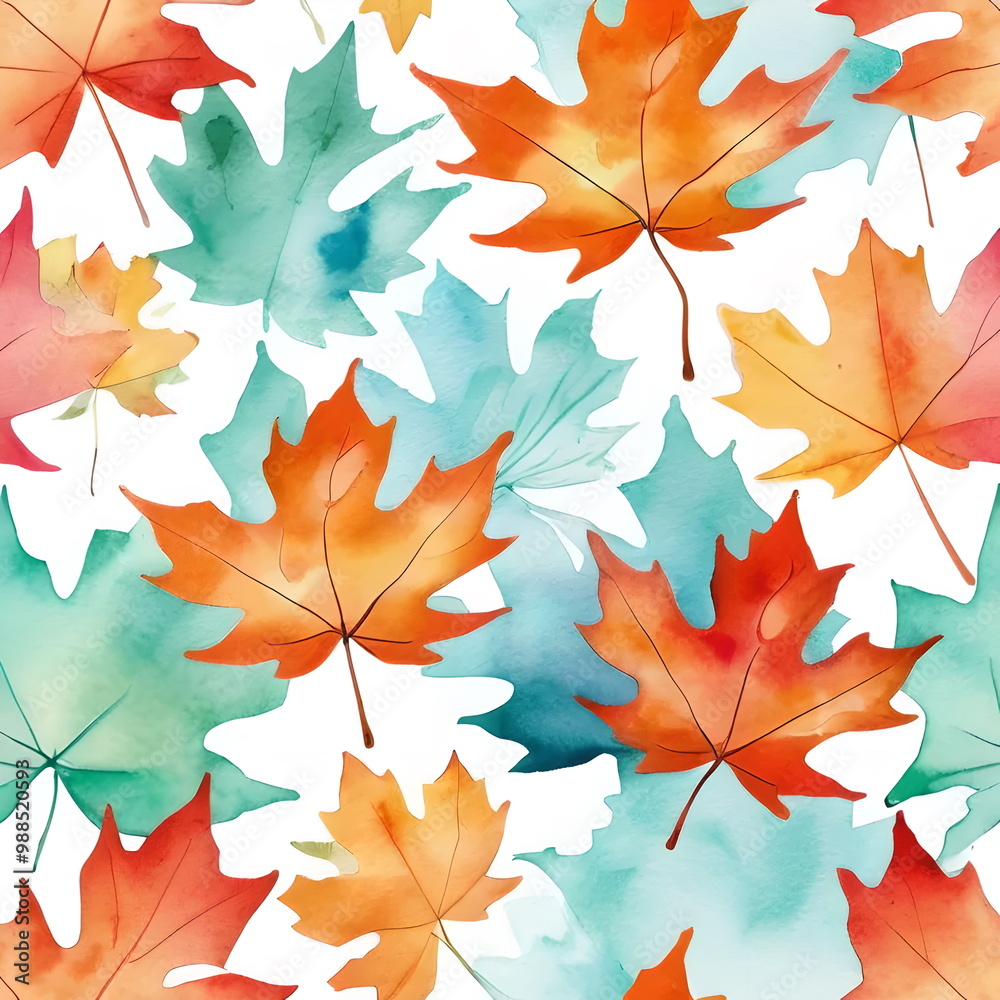 Fototapeta premium Pattern paper wrap autumn leaves background