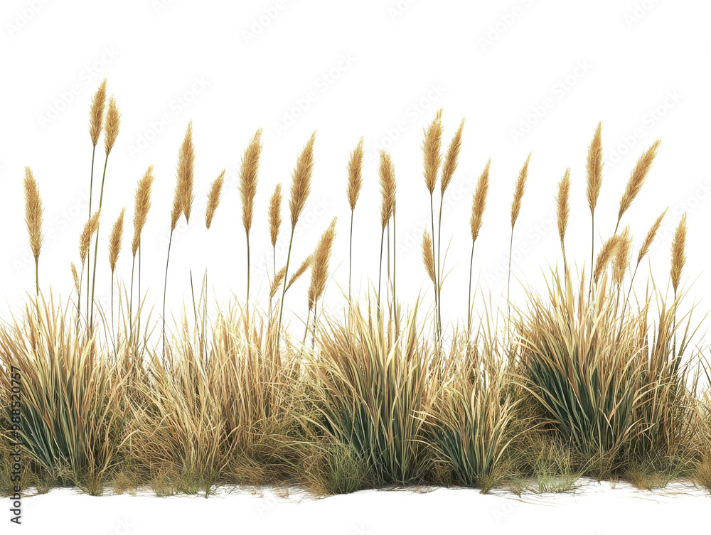 Fototapeta premium Elegant pampas grass against a white isolated background.