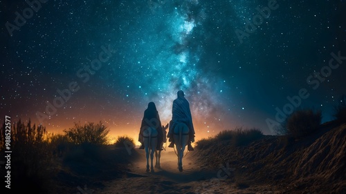 Joseph's Exile to Egypt with Mary and Baby Jesus, Bible Illustration