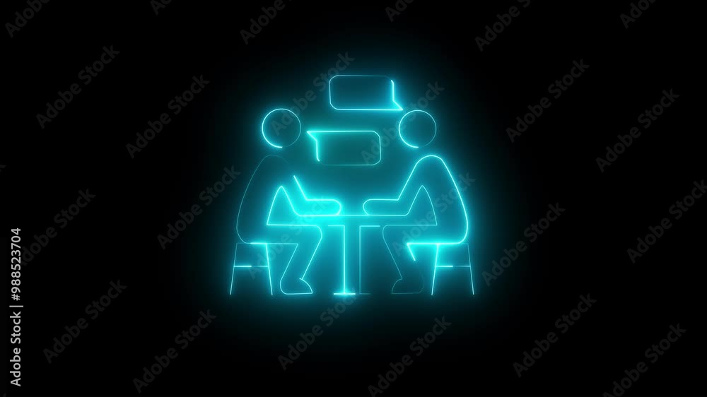 Neon Business Meeting Conference Icon Animation Business Meeting And Seminar, Businessman Partnership, Communication And Talking property.. Neon Business Meeting Conference Icon Animation Business Meeting And Seminar, Businessman Partnership, Communication And Talking property..
