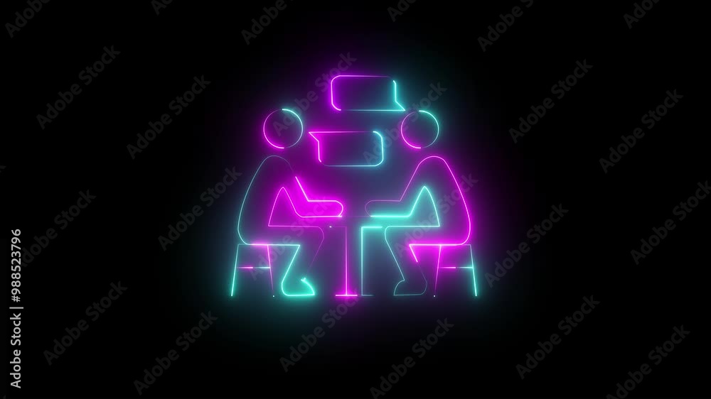 Neon Business Meeting Conference Icon Animation Business Meeting And Seminar, Businessman Partnership, Communication And Talking property.. Neon Business Meeting Conference Icon Animation Business Meeting And Seminar, Businessman Partnership, Communication And Talking property..