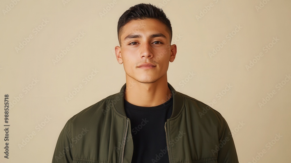 Naklejka premium Handsome young latino man posing in studio